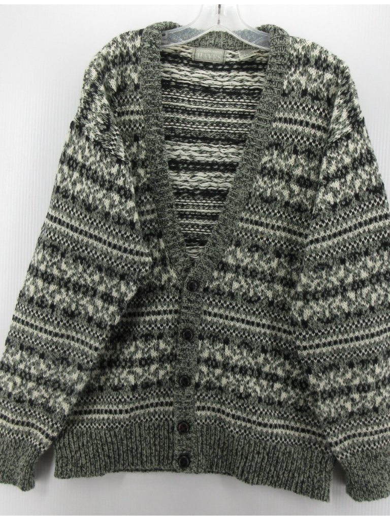 Vintage Christopher Hayes Sweater Large Wool Cardigan Nordic Grunge *